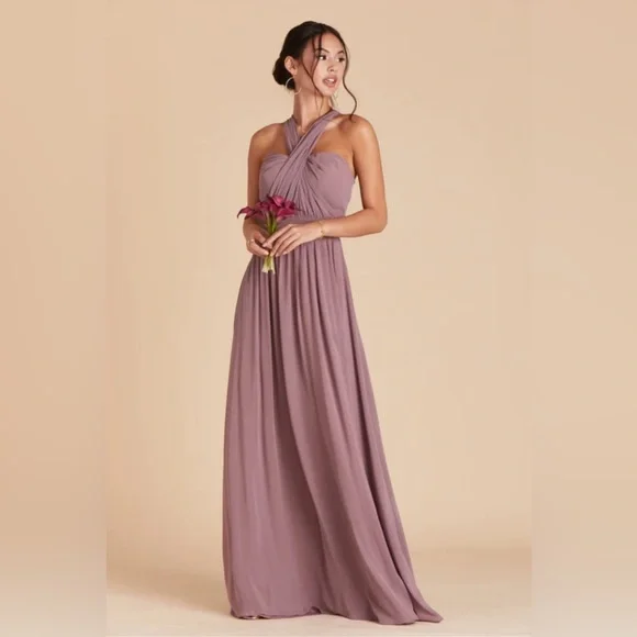 SOLD Birdy Grey Grace Convertible Dress Chiffon Dark Mauve Formal Bridesmaid - Picture 5 of 12